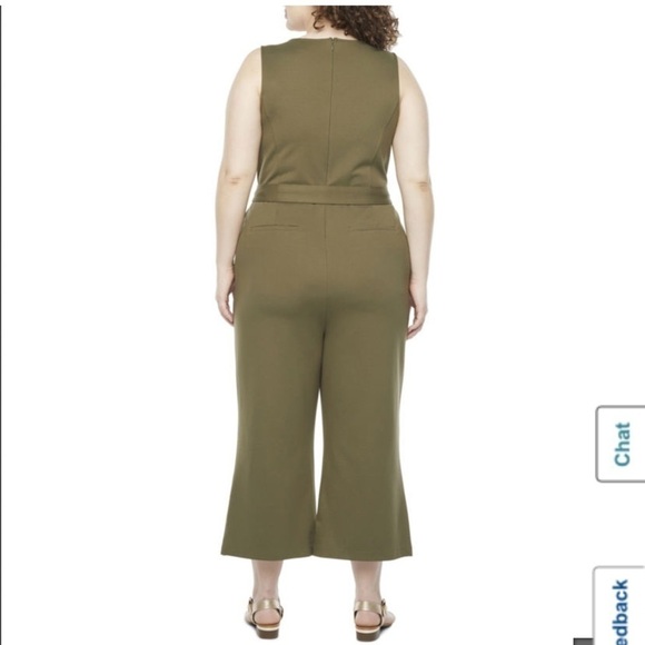 LIZ Claiborne olive grove Sleeveless Belted plus Jumpsuit - Picture 2 of 8